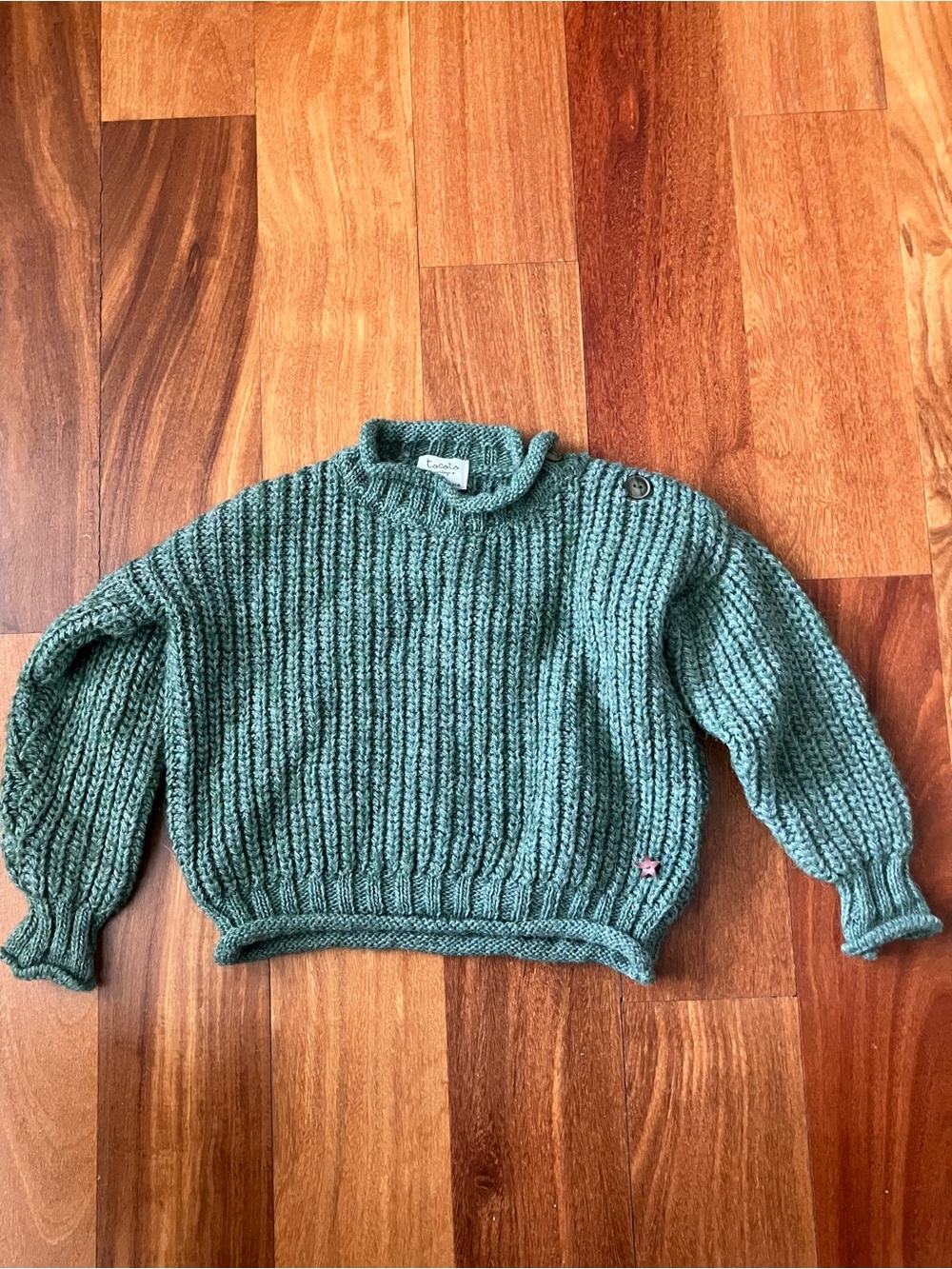 Tocoto Vintage Cozy Green Chunky Knit Baby Sweater Size 12 month’s